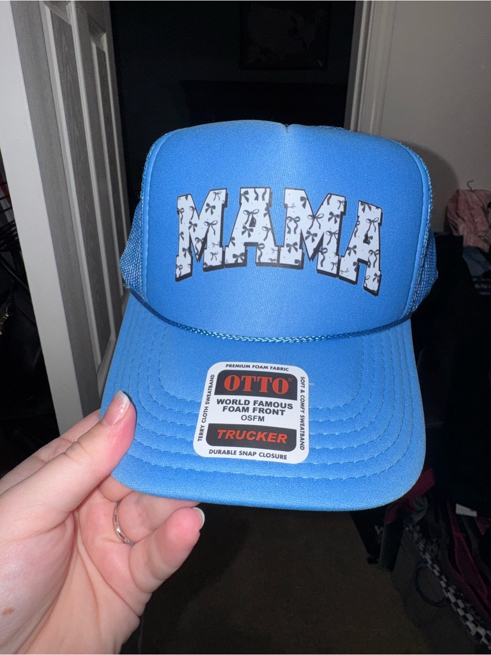 OTTO unisex Blue Foam Trucker Hat with 'MAMA' Graphic